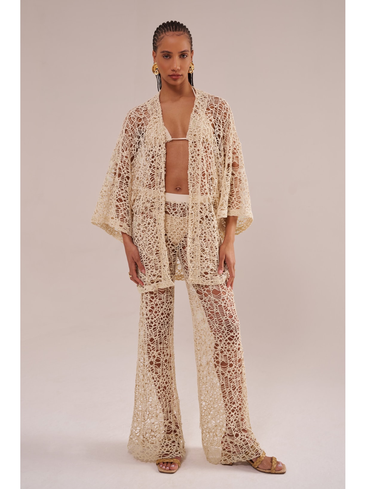 Kimono crochê pesca Suntime