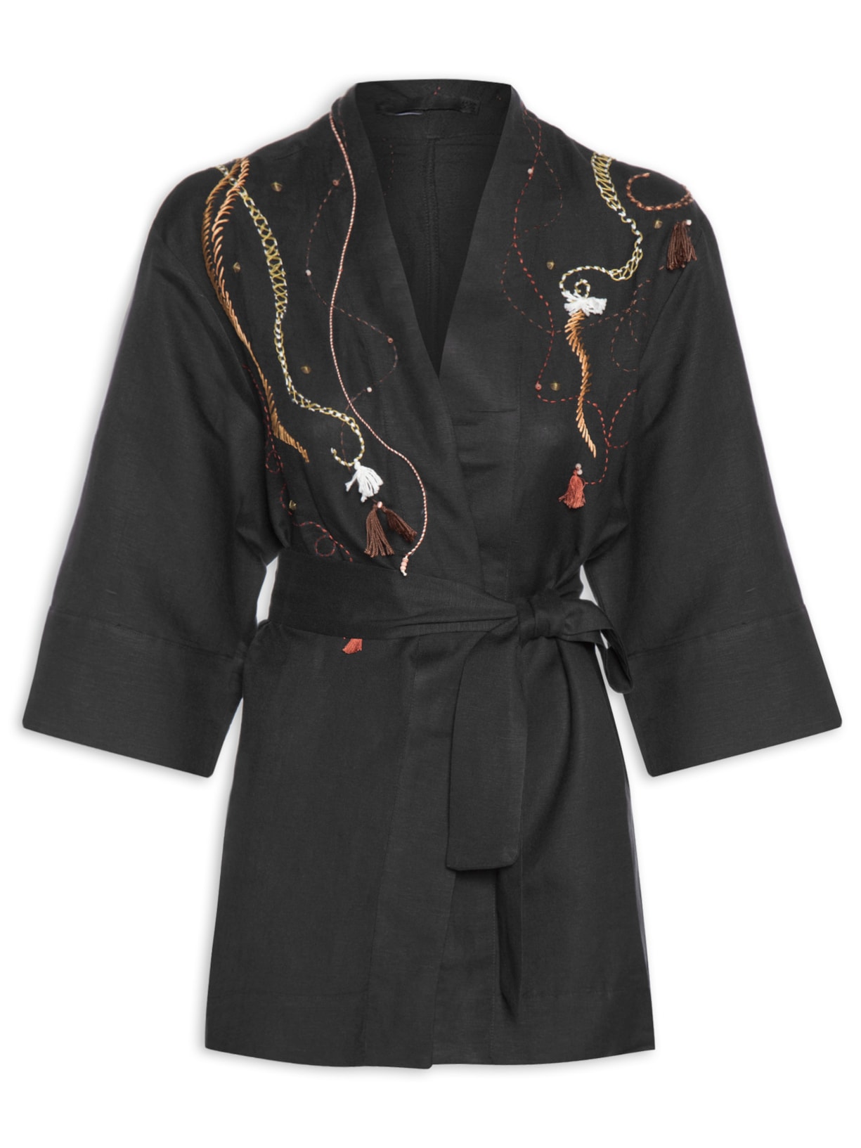 Kimono Feminino Bordado - Preto