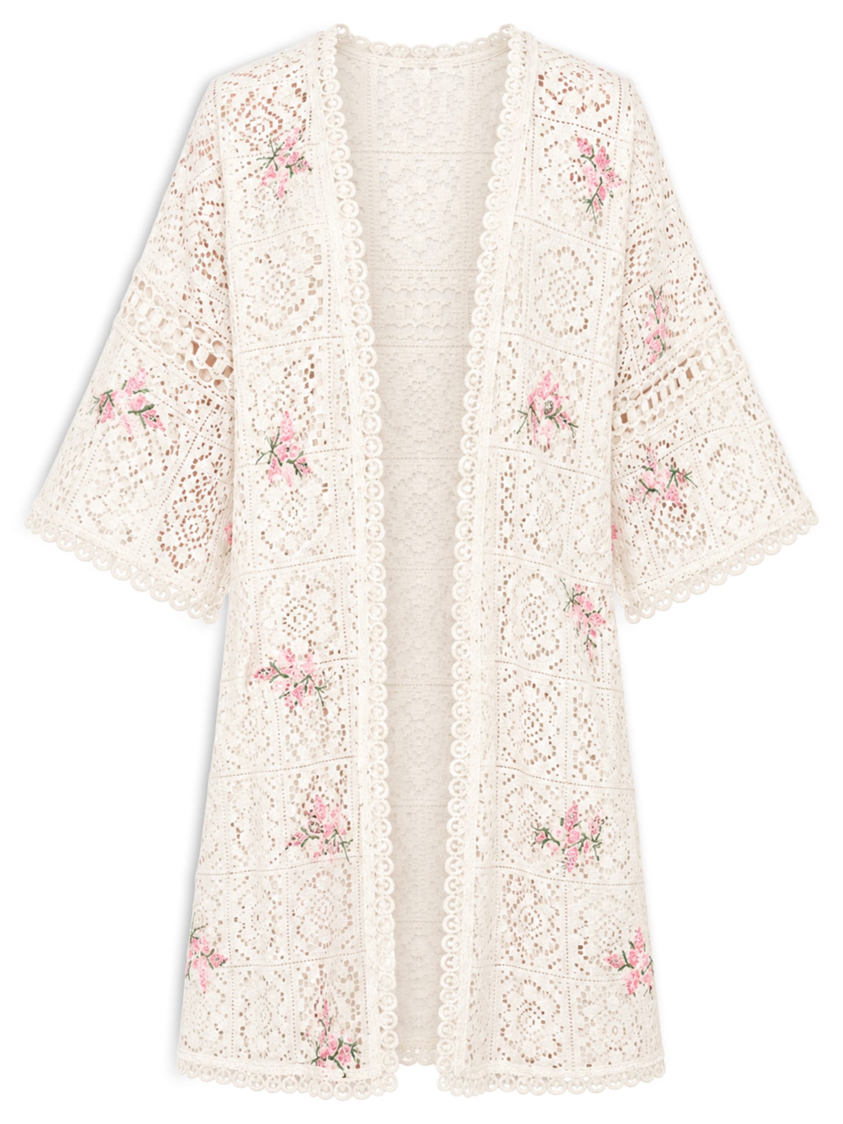 Kimono Feminino Capa Bouquet V27 Off White Mixed