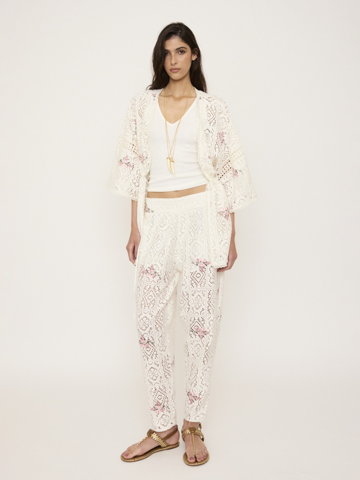 Kimono Feminino Capa Bouquet V27 Off White Mixed