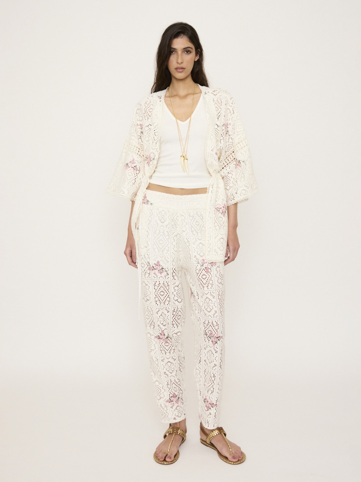 Kimono Feminino Capa Bouquet V27 Off White Mixed