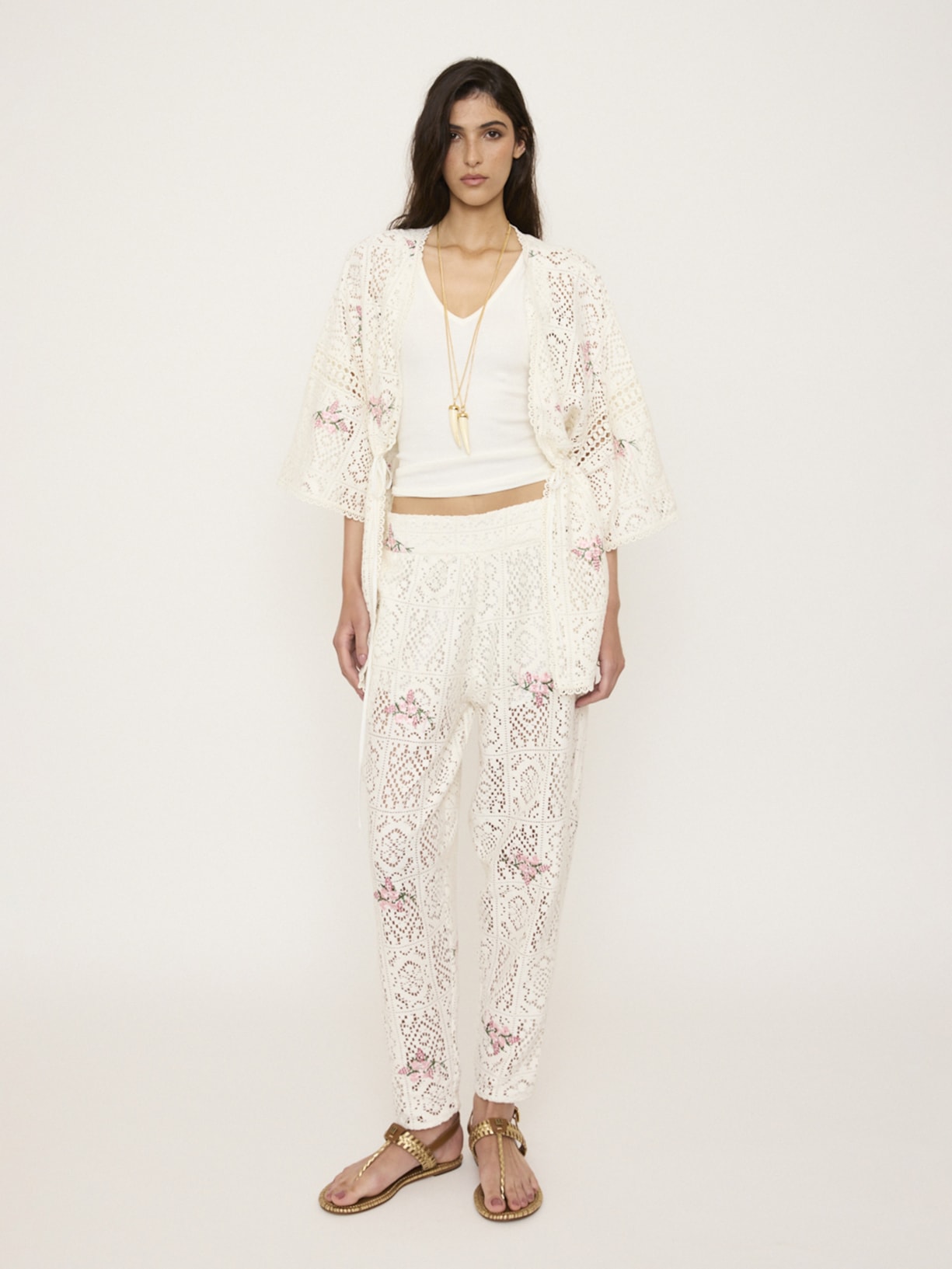 Kimono Feminino Capa Bouquet V27 Off White Mixed