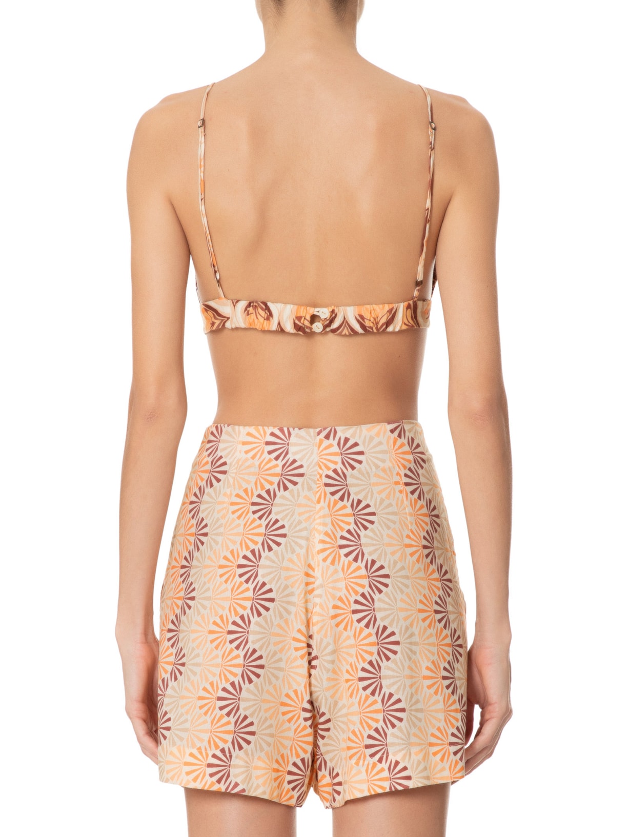 Kimono Feminino Com Top Linho Estampa Luz Mix Marrom Dress To