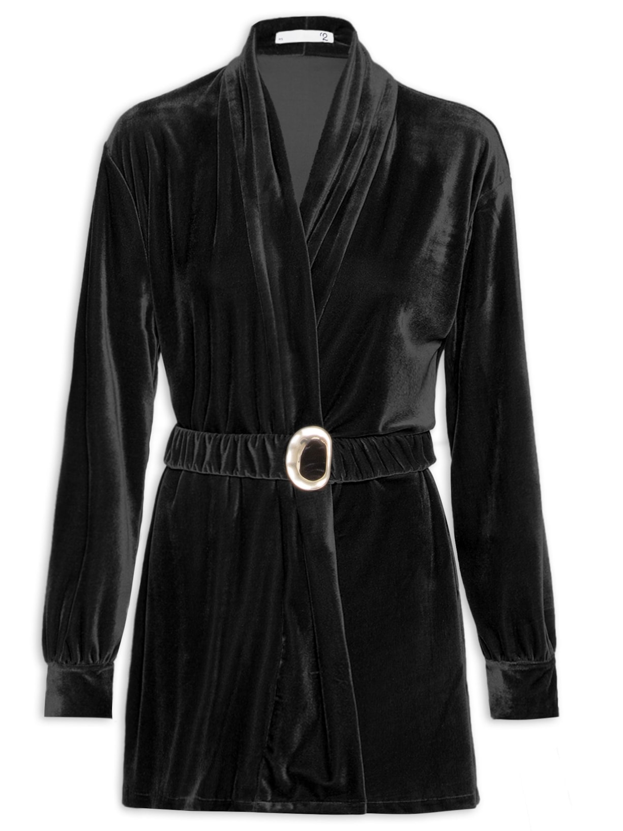 Kimono Feminino Em Veludo Com Cinto - Preto