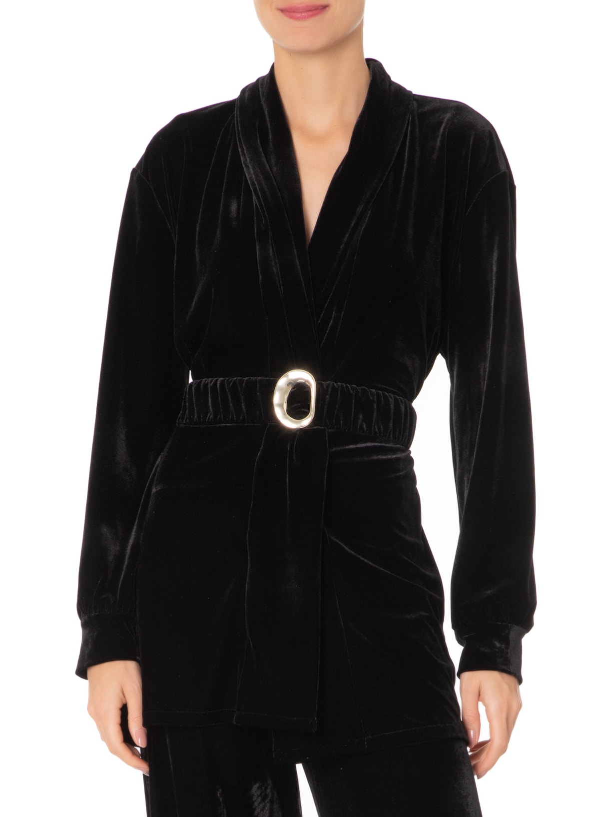 Kimono Feminino Em Veludo Com Cinto Preto '2Essential