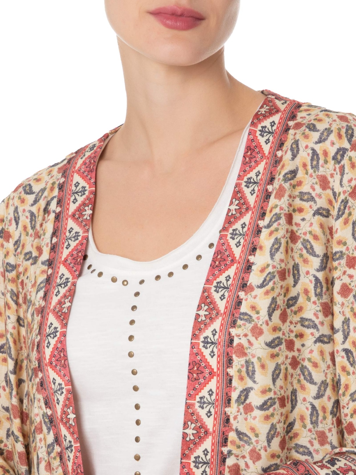 Kimono Feminino Estampa Armênia Bege  Maria Filó