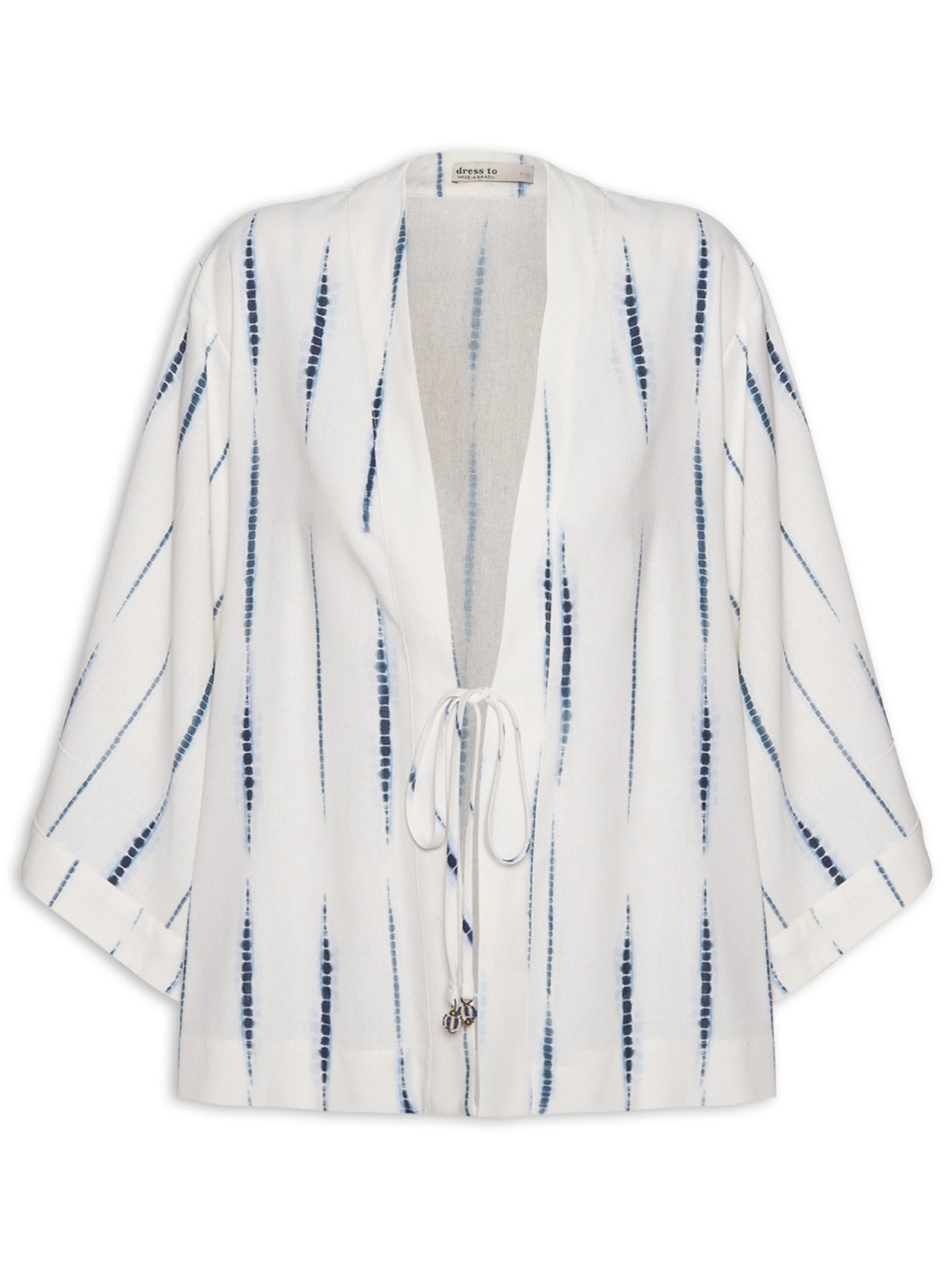 Kimono Feminino Estampa Listra Tie Dye Branco Dress To