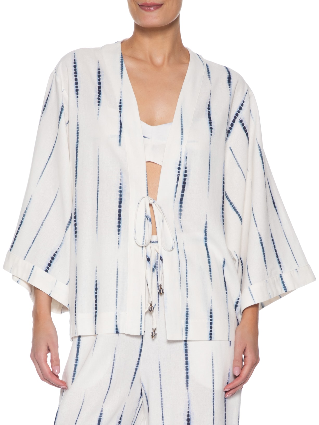 Kimono Feminino Estampa Listra Tie Dye Branco Dress To
