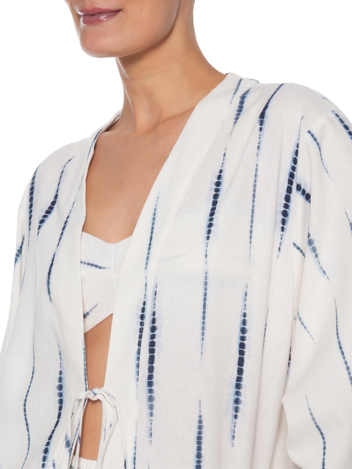 Kimono Feminino Estampa Listra Tie Dye Branco Dress To