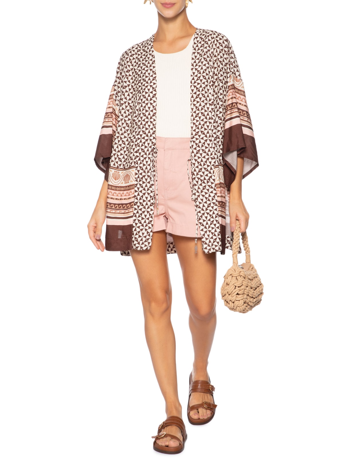 Kimono Feminino Estampa Solstício Marrom Dress To