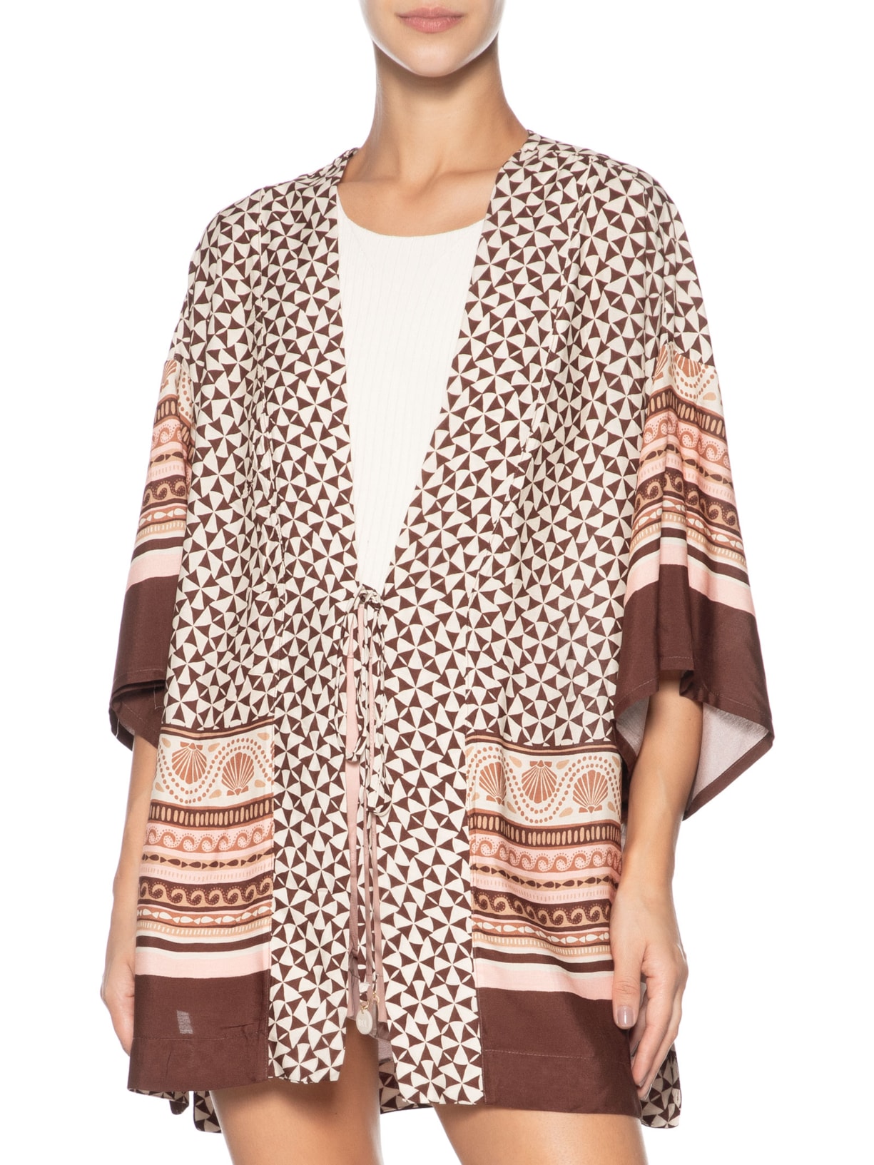 Kimono Feminino Estampa Solstício Marrom Dress To