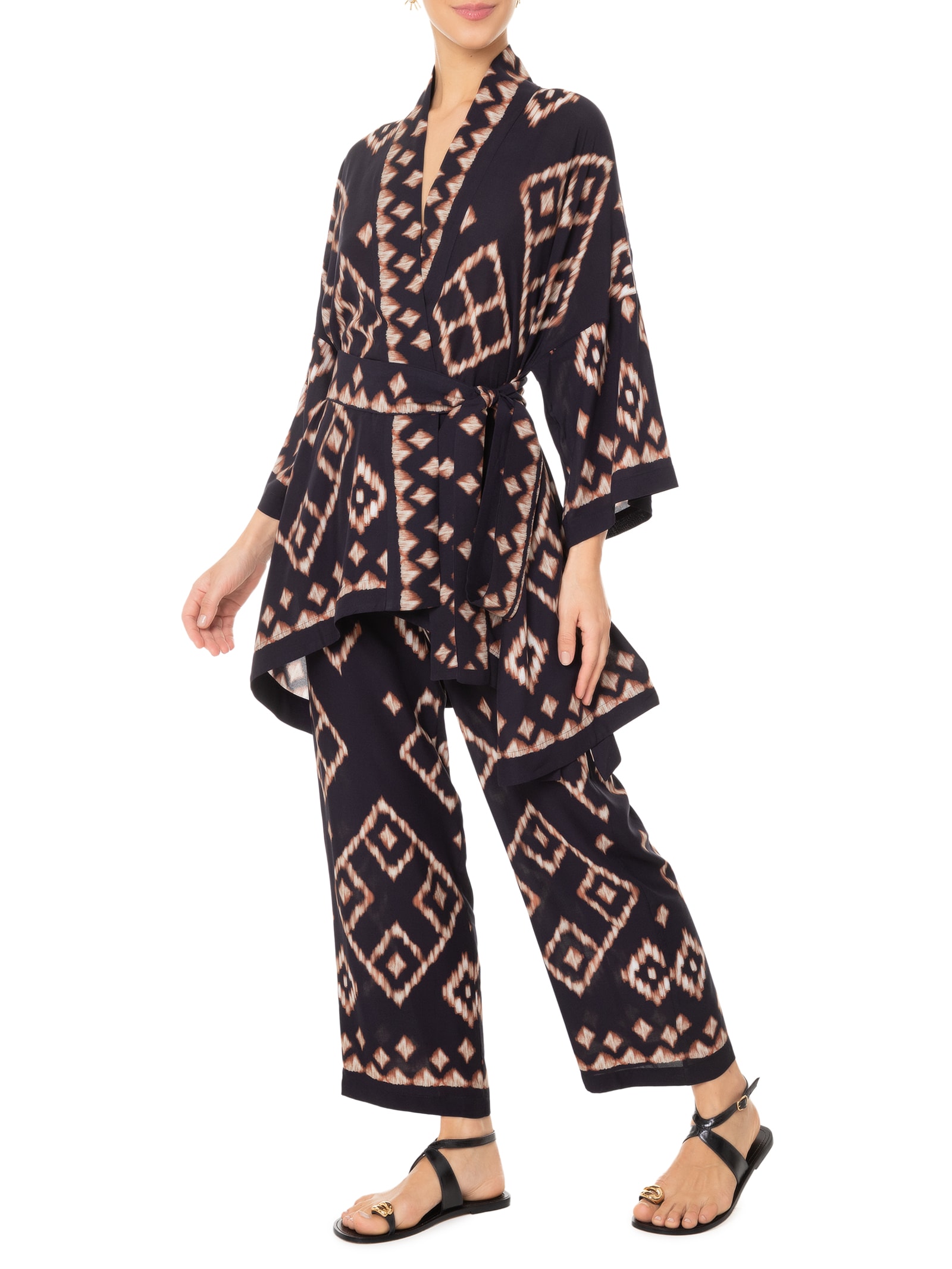 Lenny Niemeyer - Kimono Feminino Fenda Lateral - Preto