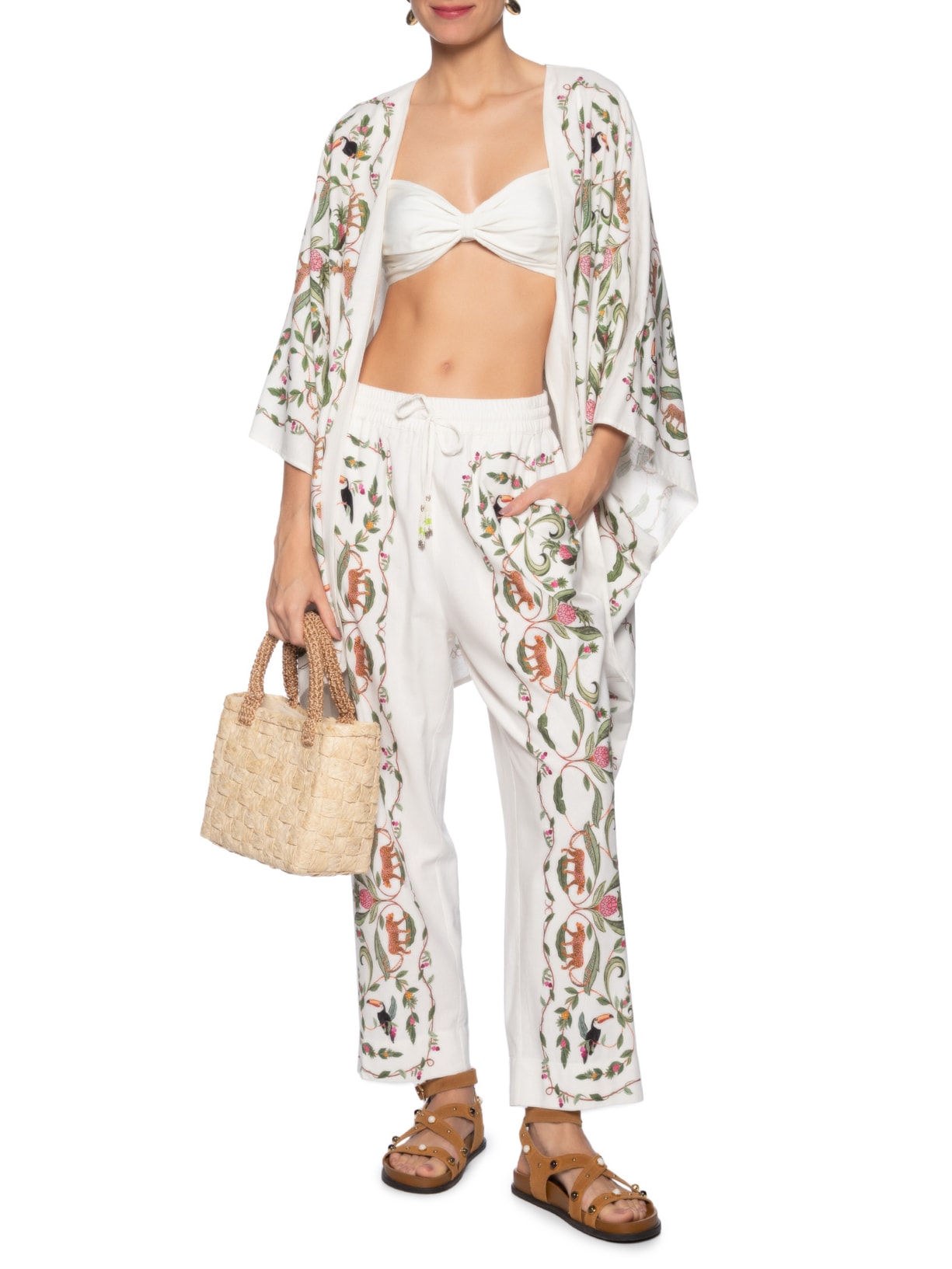 Kimono Feminino Floresta Doce Branco Farm