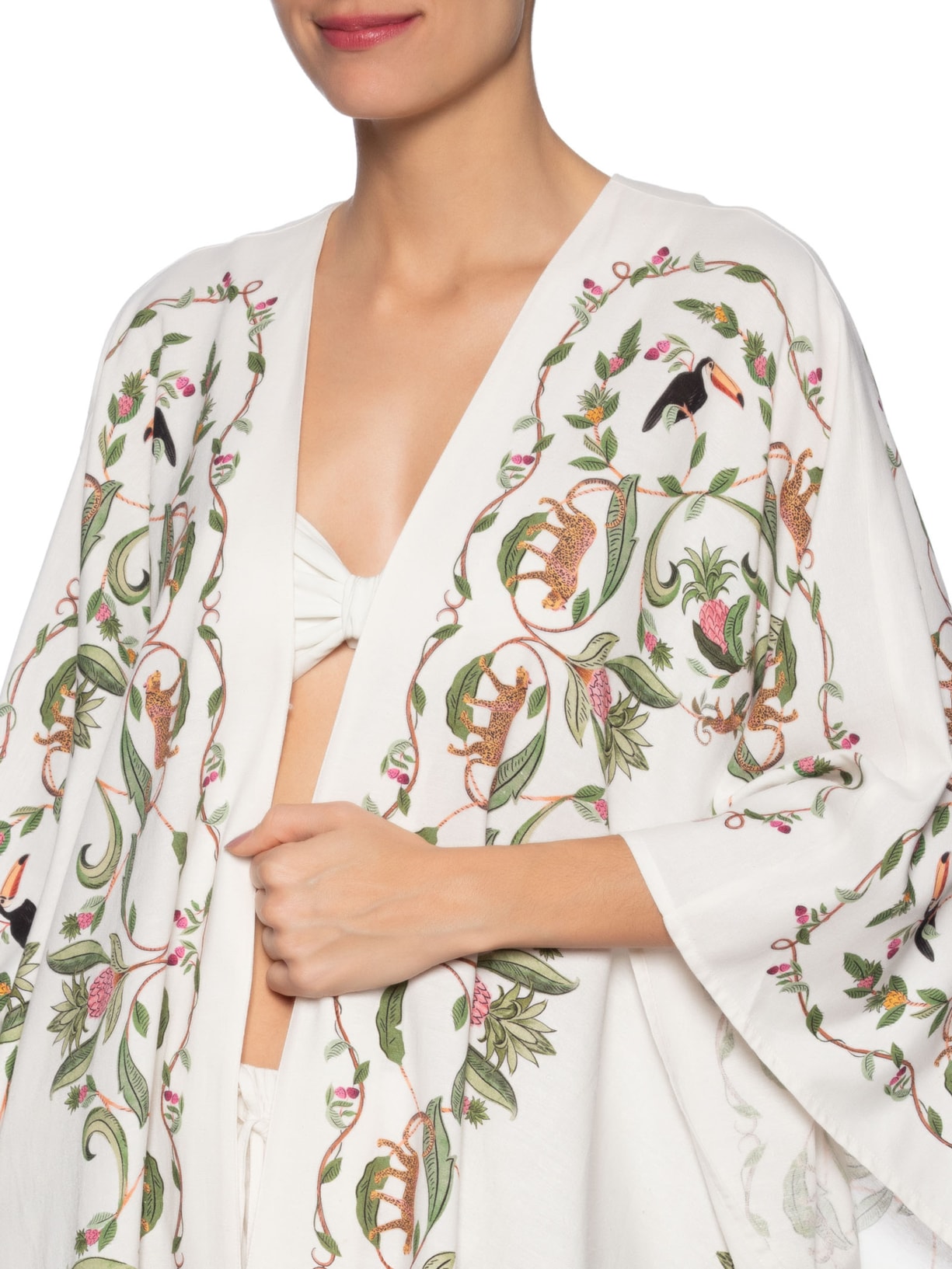 Kimono Feminino Floresta Doce Branco Farm