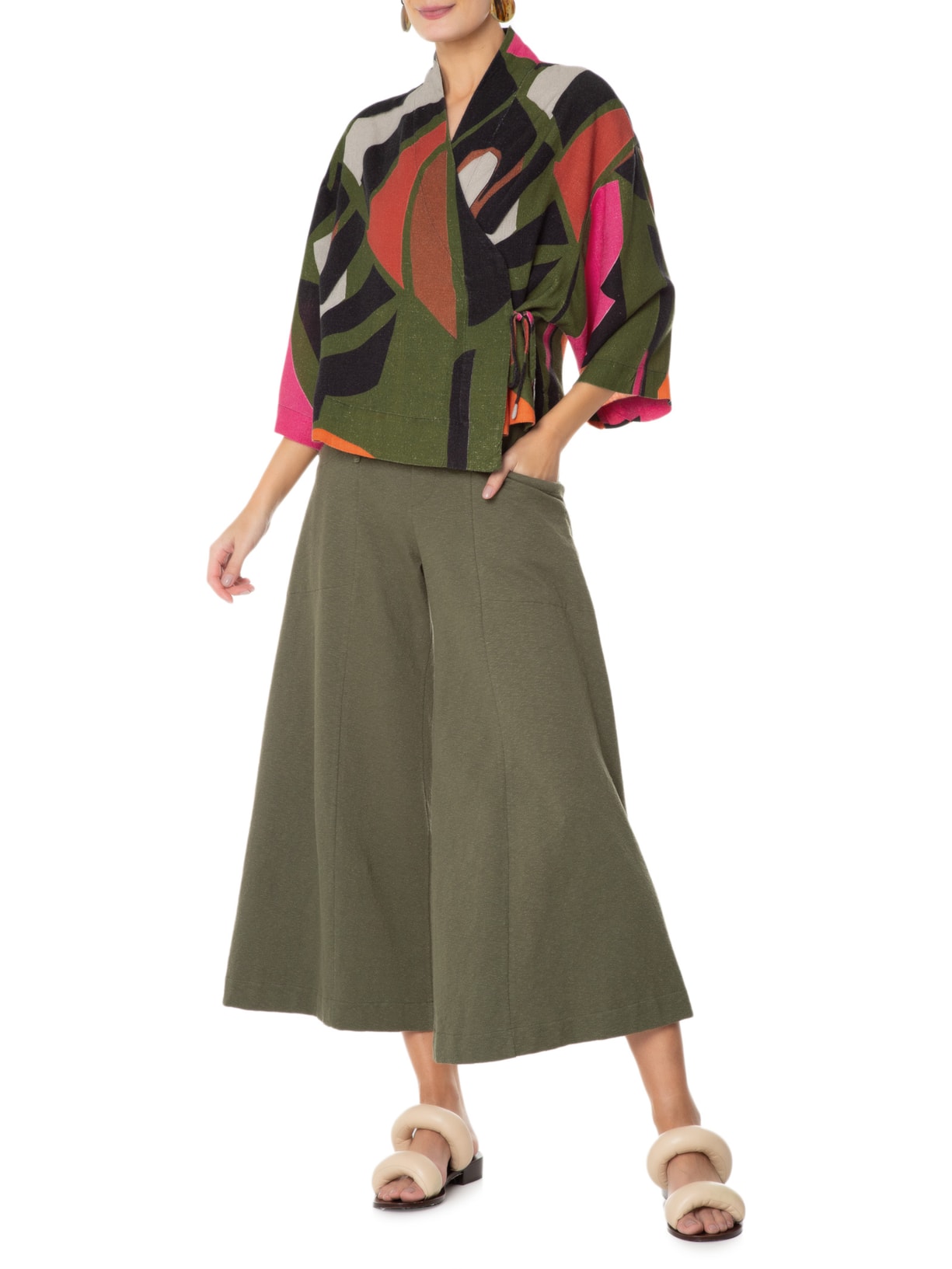 Kimono Feminino Folhagem Verde Osklen