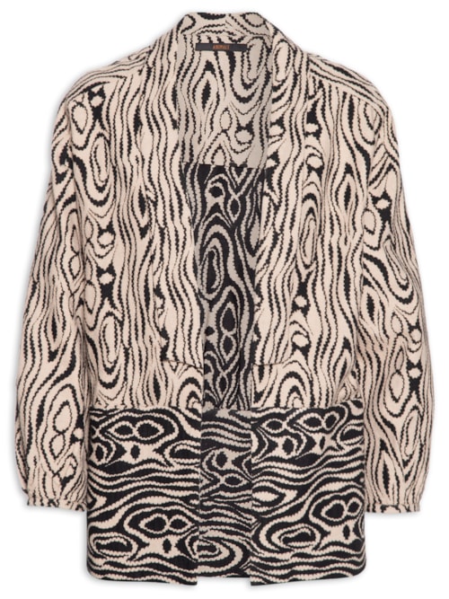 Kimono Feminino Jacquard Ondas - Bege