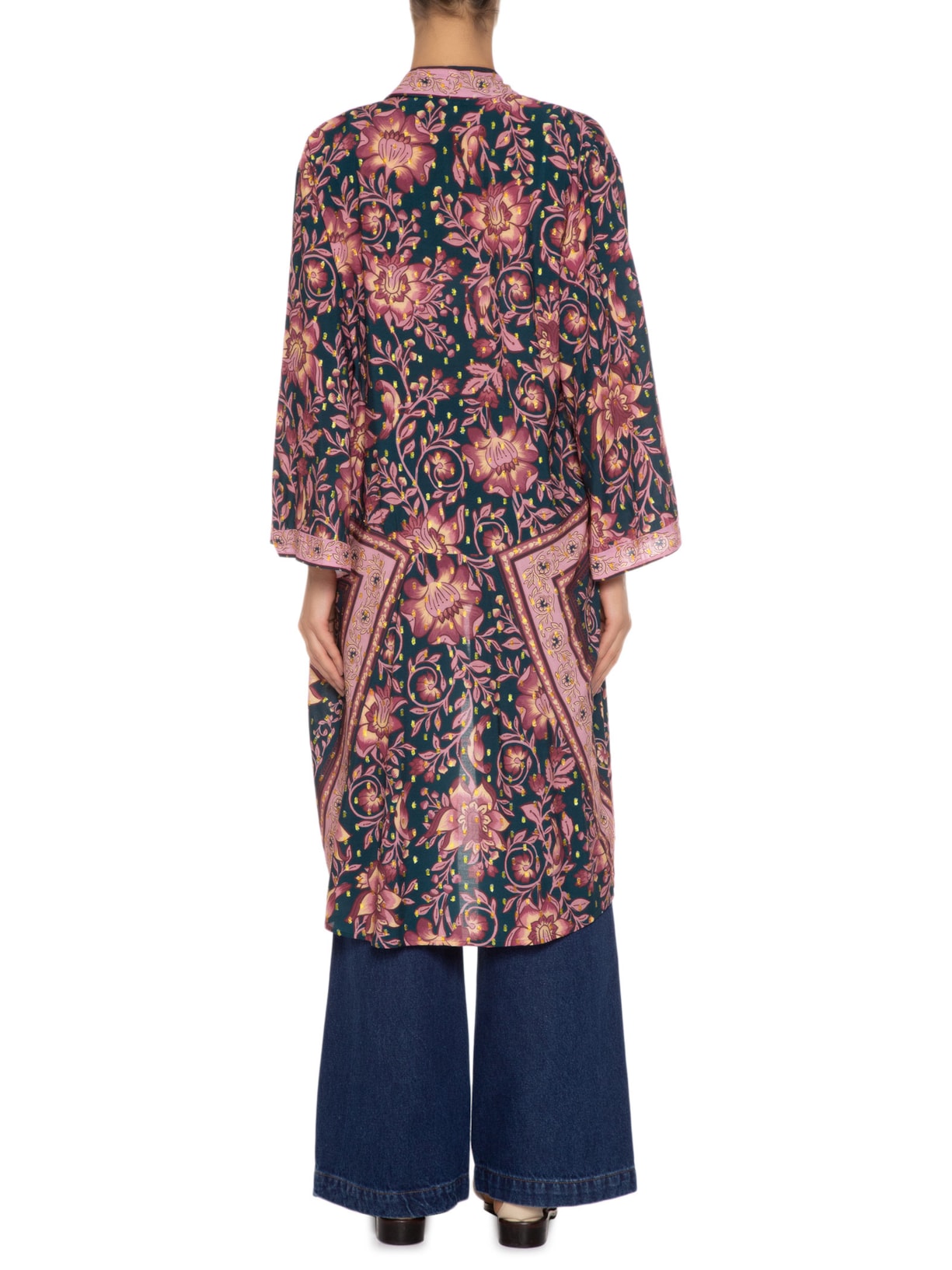 Kimono Feminino Jardim Boho Rosa Farm