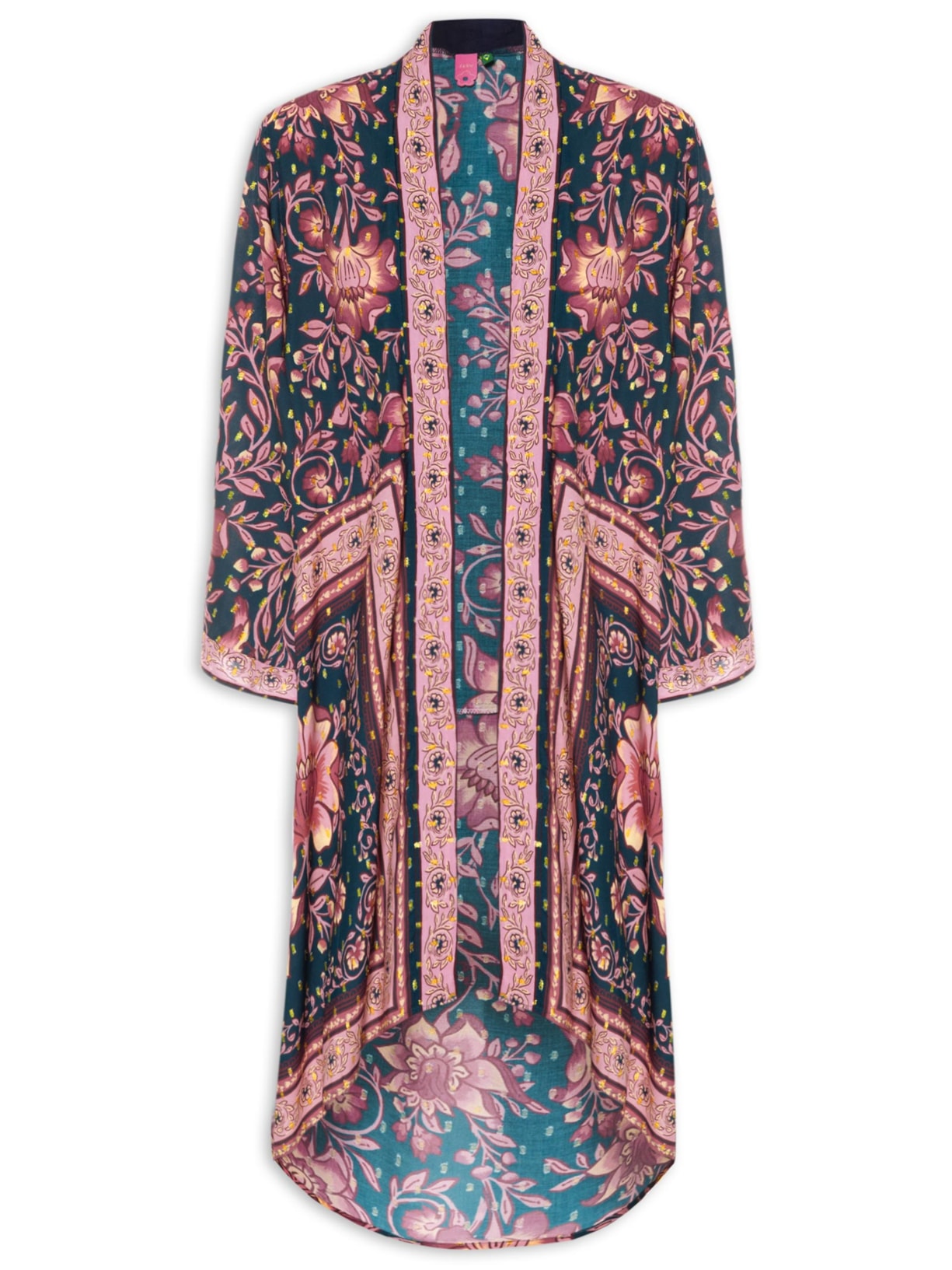 Kimono Feminino Jardim Boho Rosa Farm