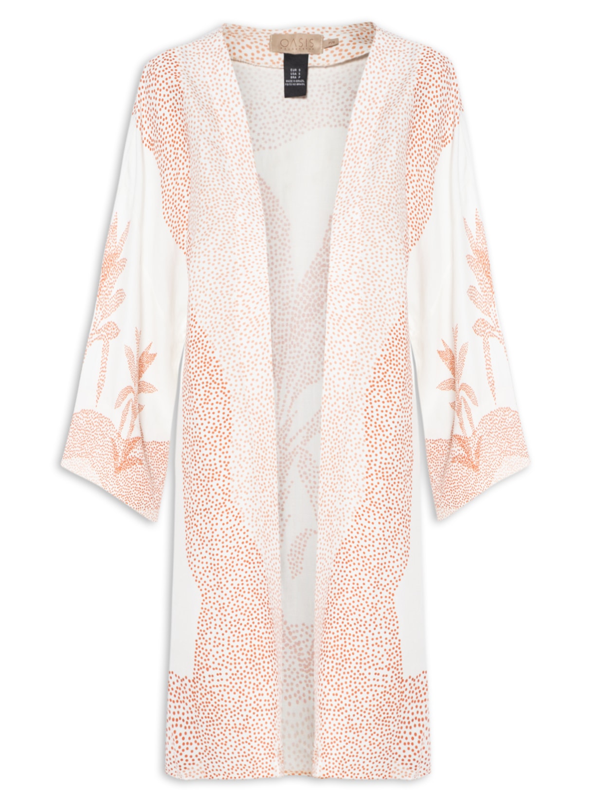 Kimono Feminino Linho Estampado Jade - Off White