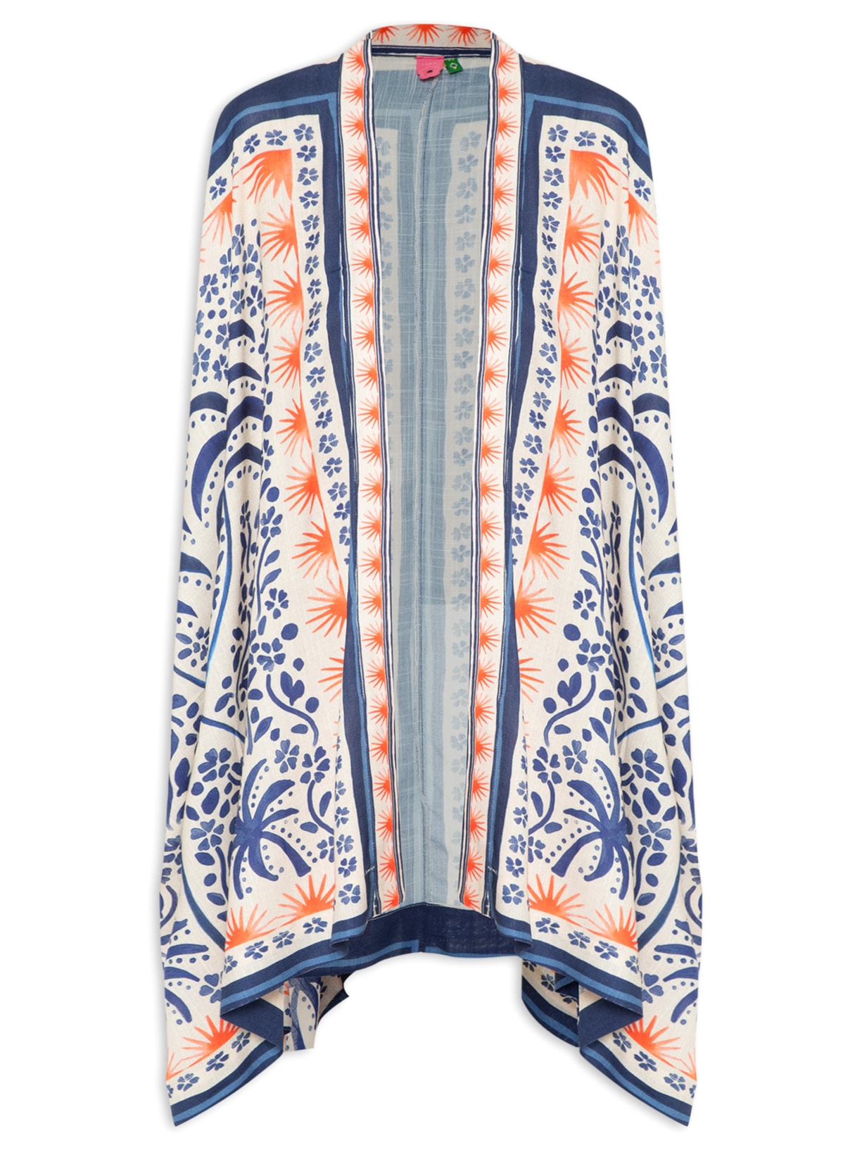 Kimono Feminino Longo Tarde De Verão - Azul