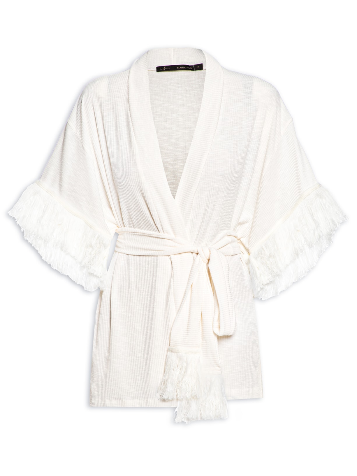 Kimono Feminino Manga Franja - Off White