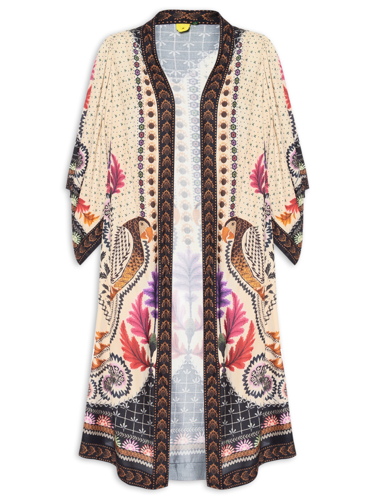 Kimono Feminino Maxi Tapete De Arara - Bege