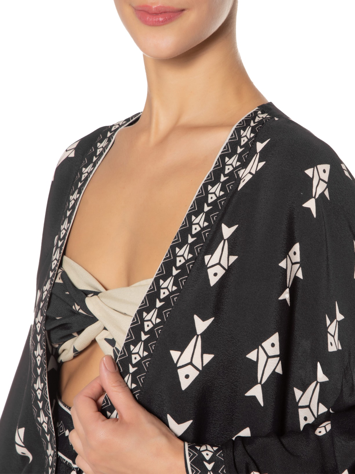 Kimono Feminino Peixinhos Preto Farm