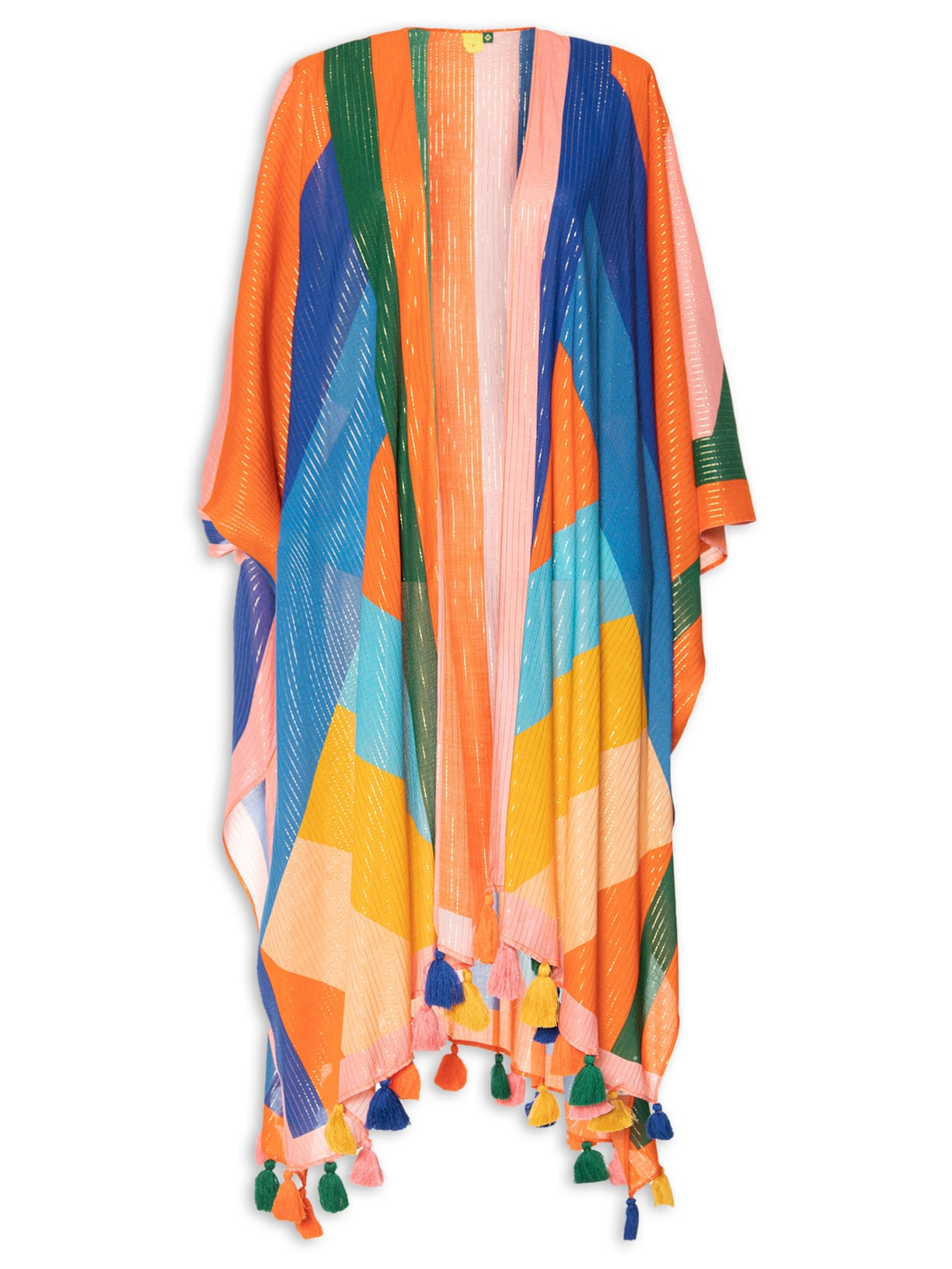 Kimono Feminino Praia Localizado Listra Amanda - Laranja