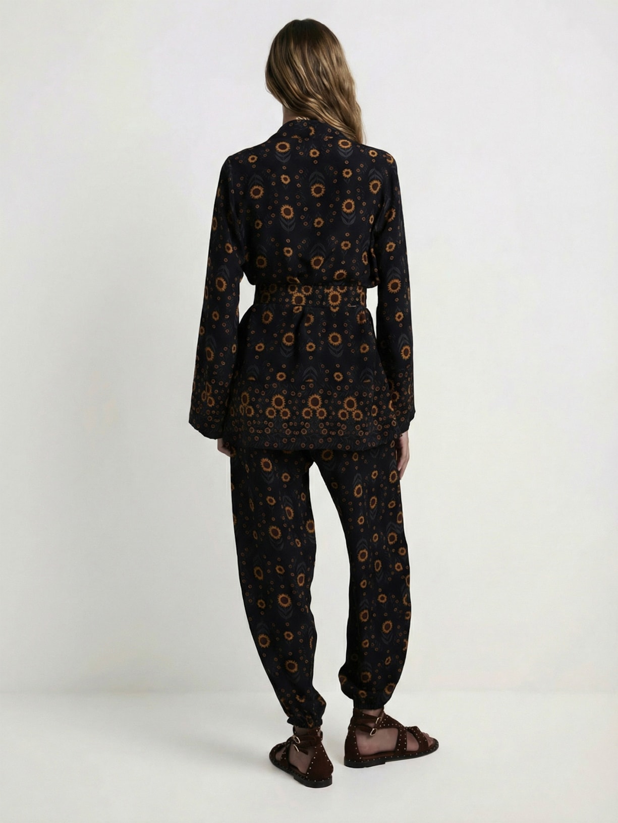 Kimono Feminino Silk Sunflower Preto Mixed