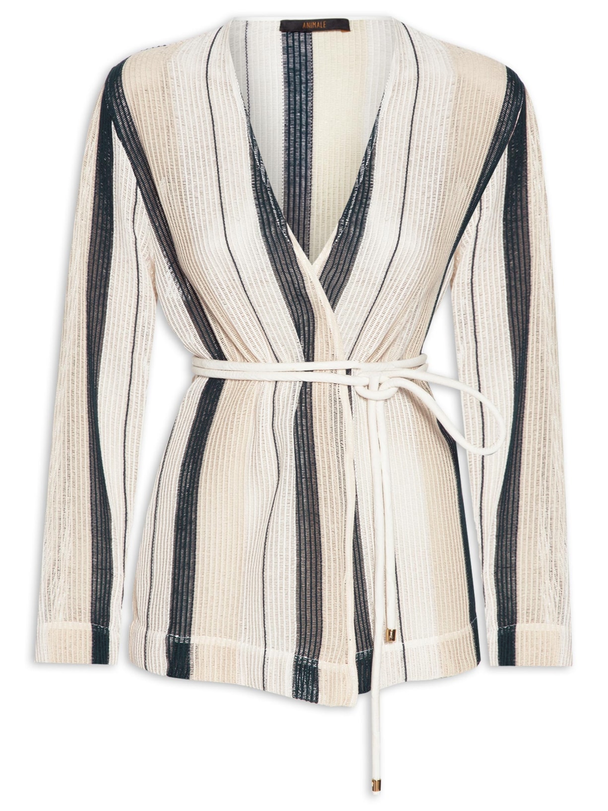 Kimono Feminino Telado Com Cinto - Off White