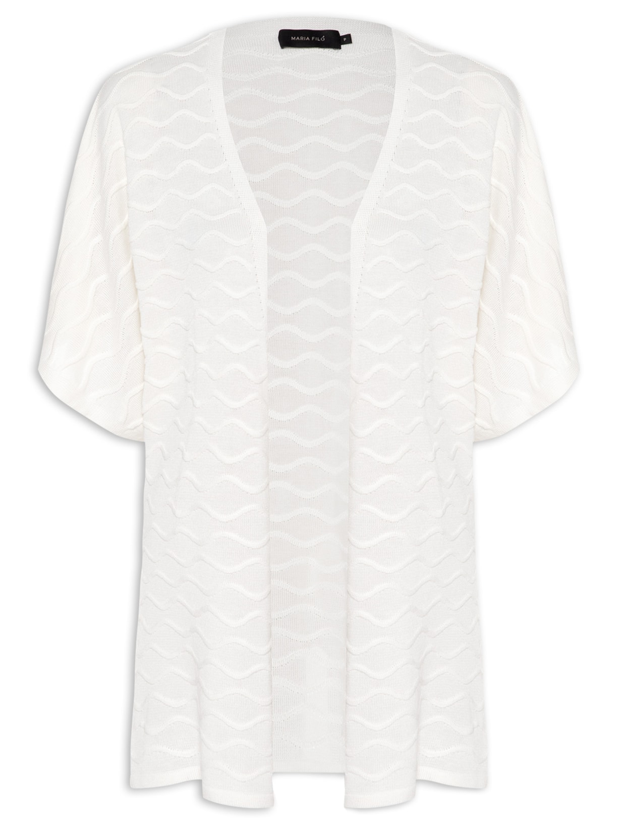 Kimono Feminino Tricot Nervuras Ondas Off White Maria Filó