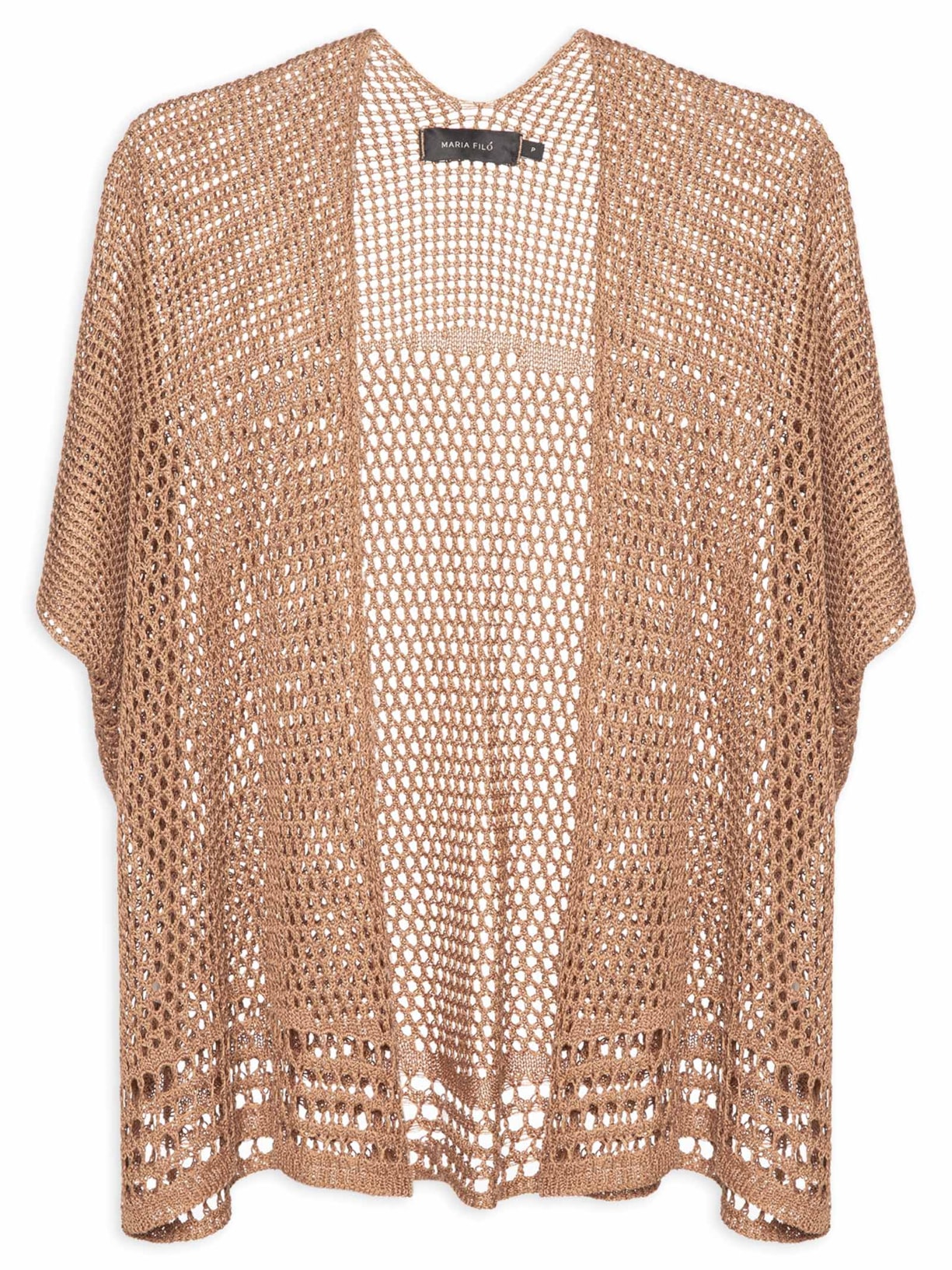 Kimono Feminino Tricot Telado Marrom Maria Filó