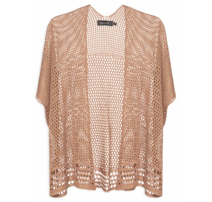 Kimono Feminino Tricot Telado - Marrom