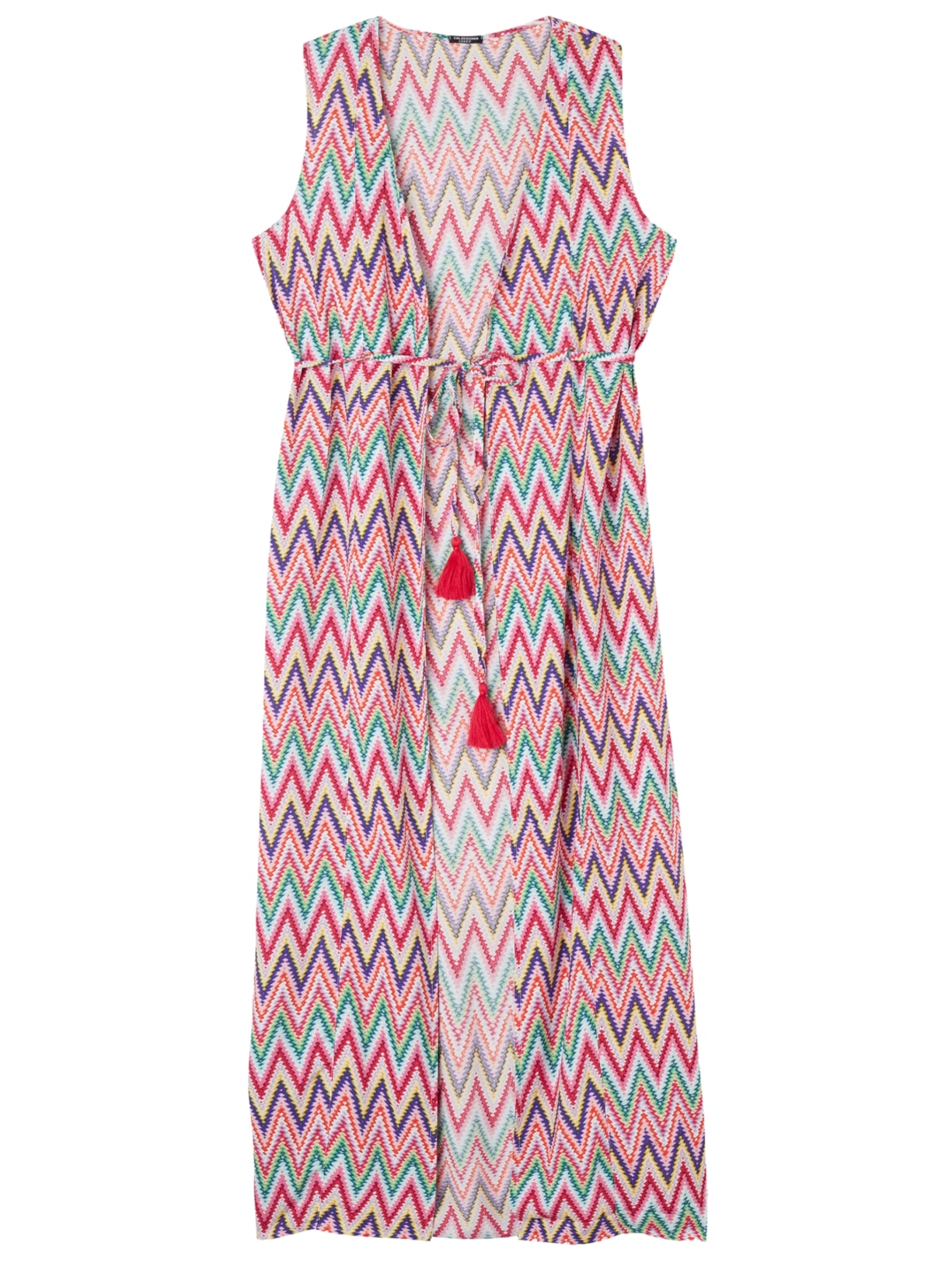 Kimono Longo Multicolor Chevron - Rosa