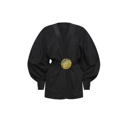 kimono moletom matelassê preto