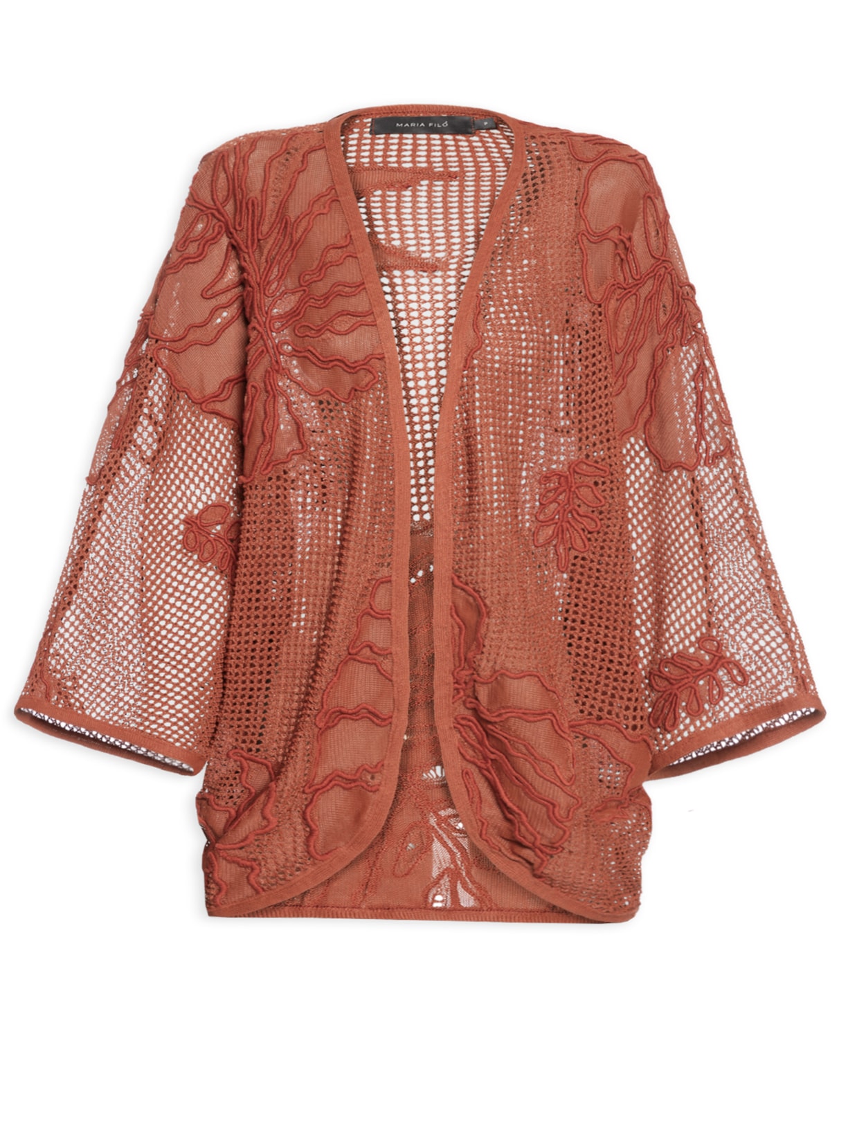 Kimono Tricot Bordado Cornelli - Vermelho