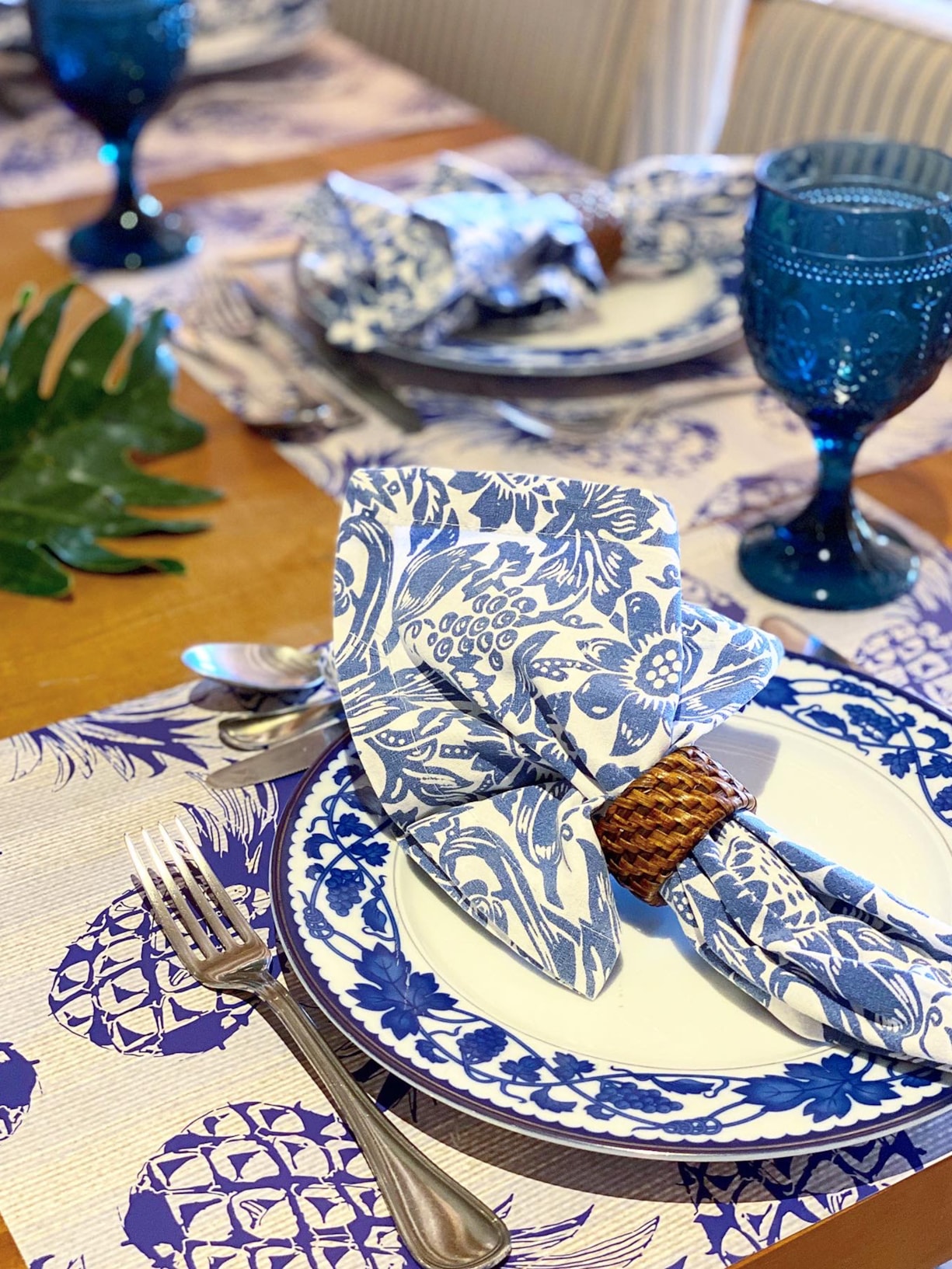 Kit 12 Jogos Americanos Abacaxi Azul Easy Home Design