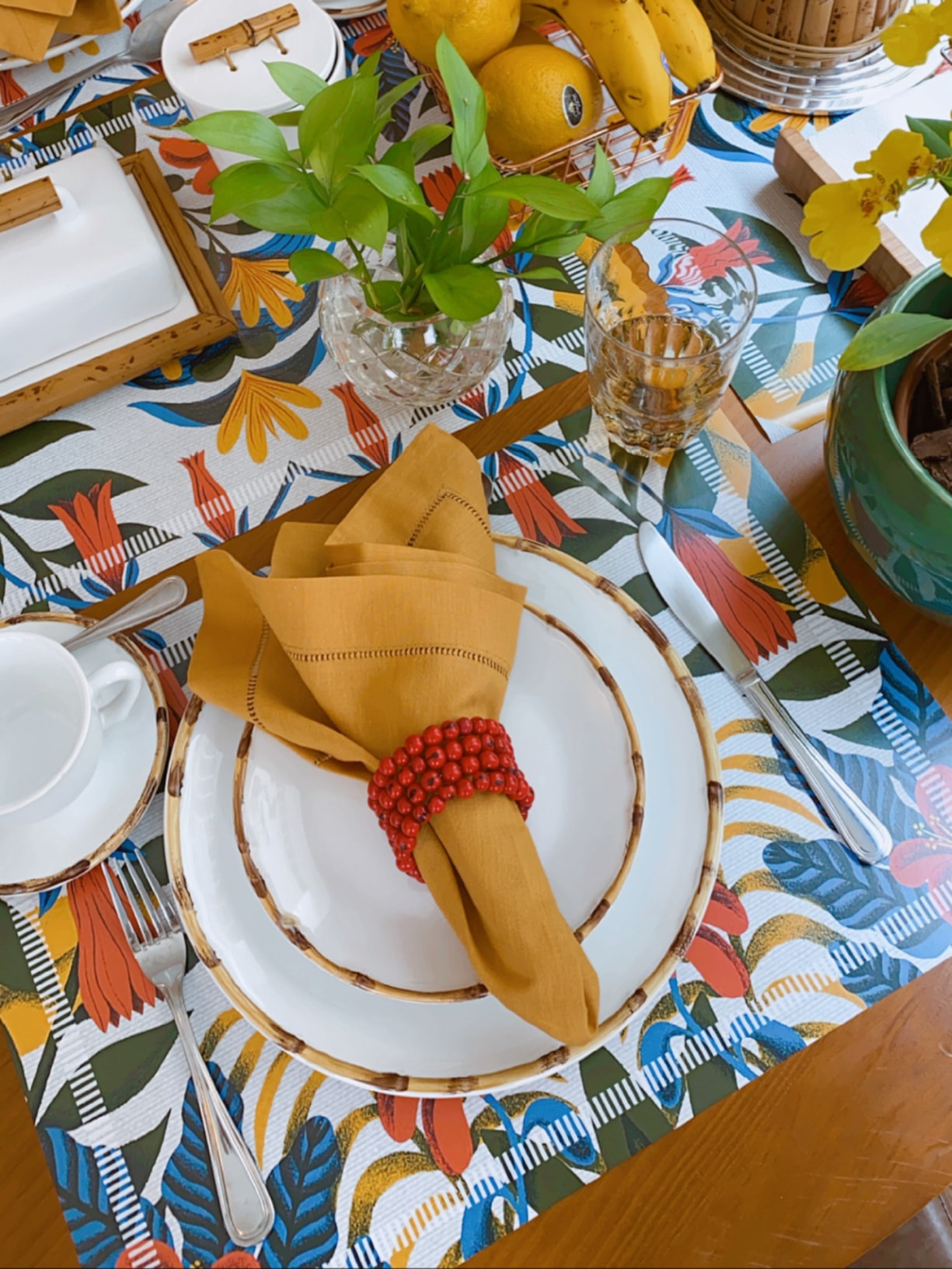 Kit 12 Jogos Americanos Botânica Branco Easy Home Design