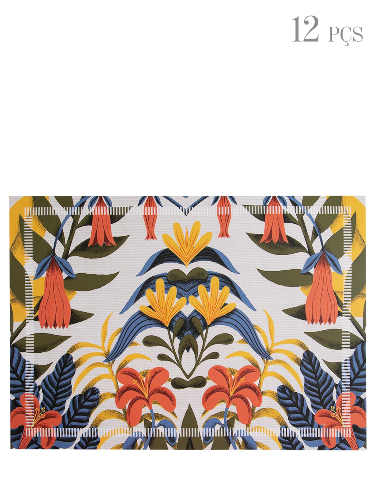 Kit 12 Jogos Americanos Botânica Branco Easy Home Design