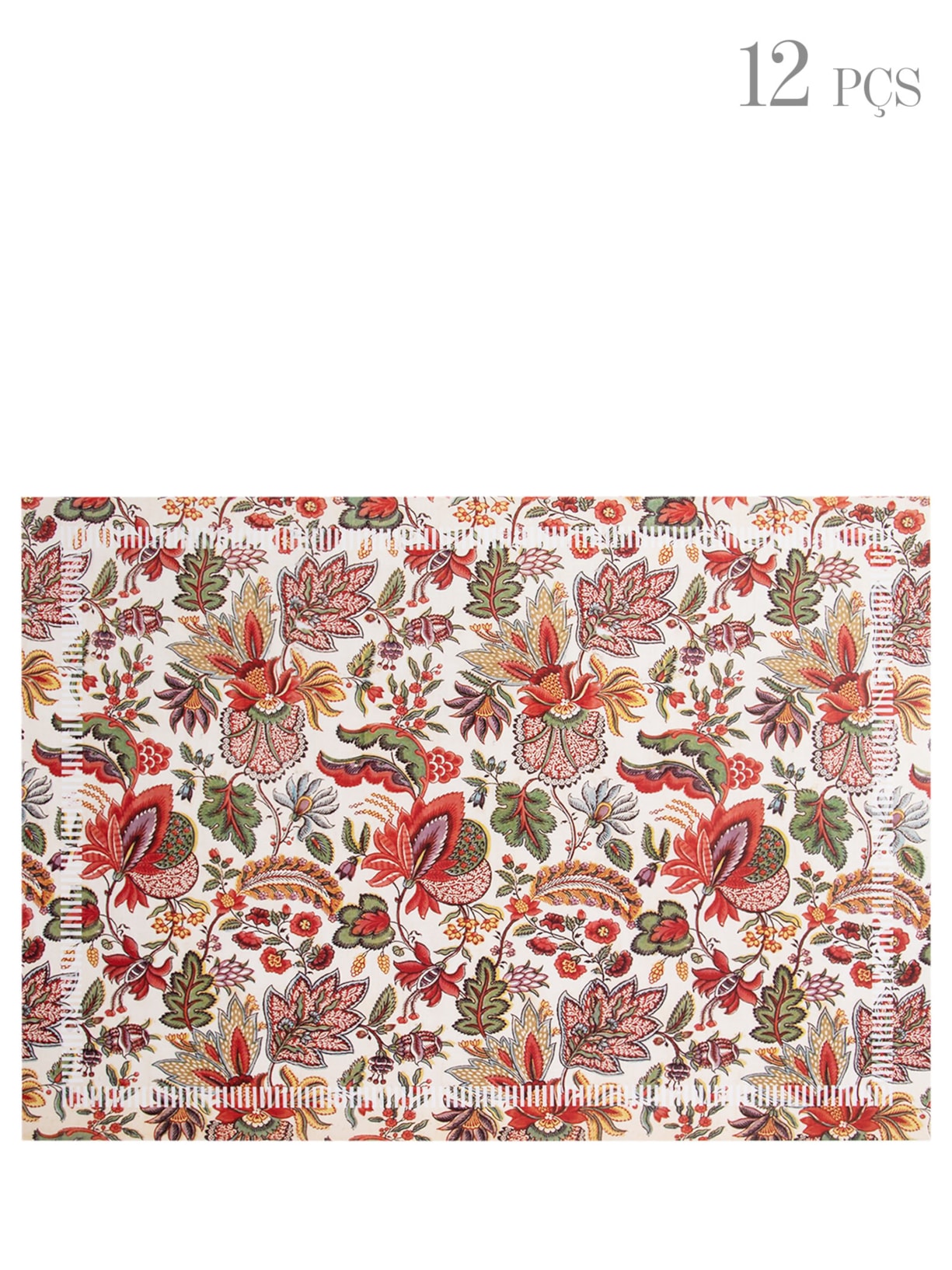 Kit 12 Jogos Americanos Floral - Vermelho