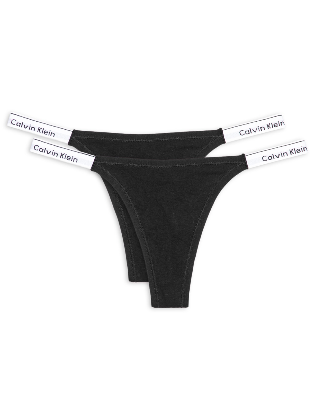 Kit 2 Calcinhas Fio Cavadas Mini Modern Cotton Preto Calvin Klein Underwear