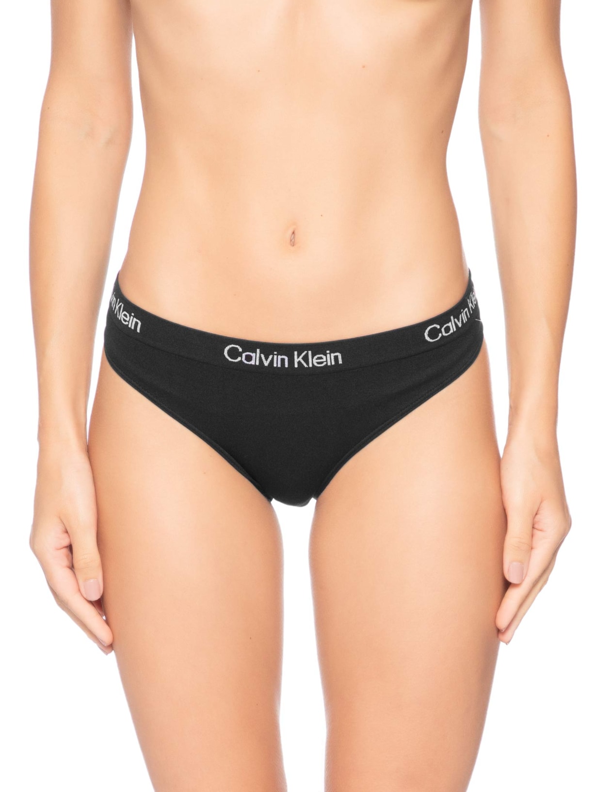 Kit 2 Calcinhas Tangas Microfibra Seamless Preto Calvin Klein Underwear