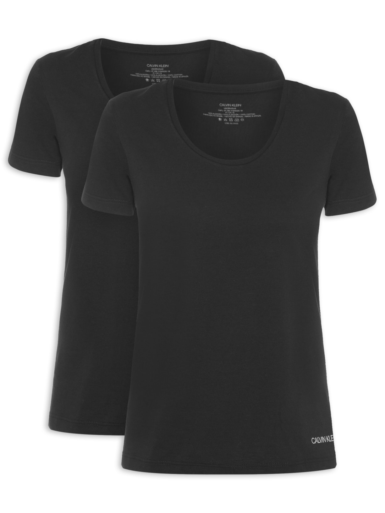 Kit 2 Camisetas Femininas Meia Malha - Preto