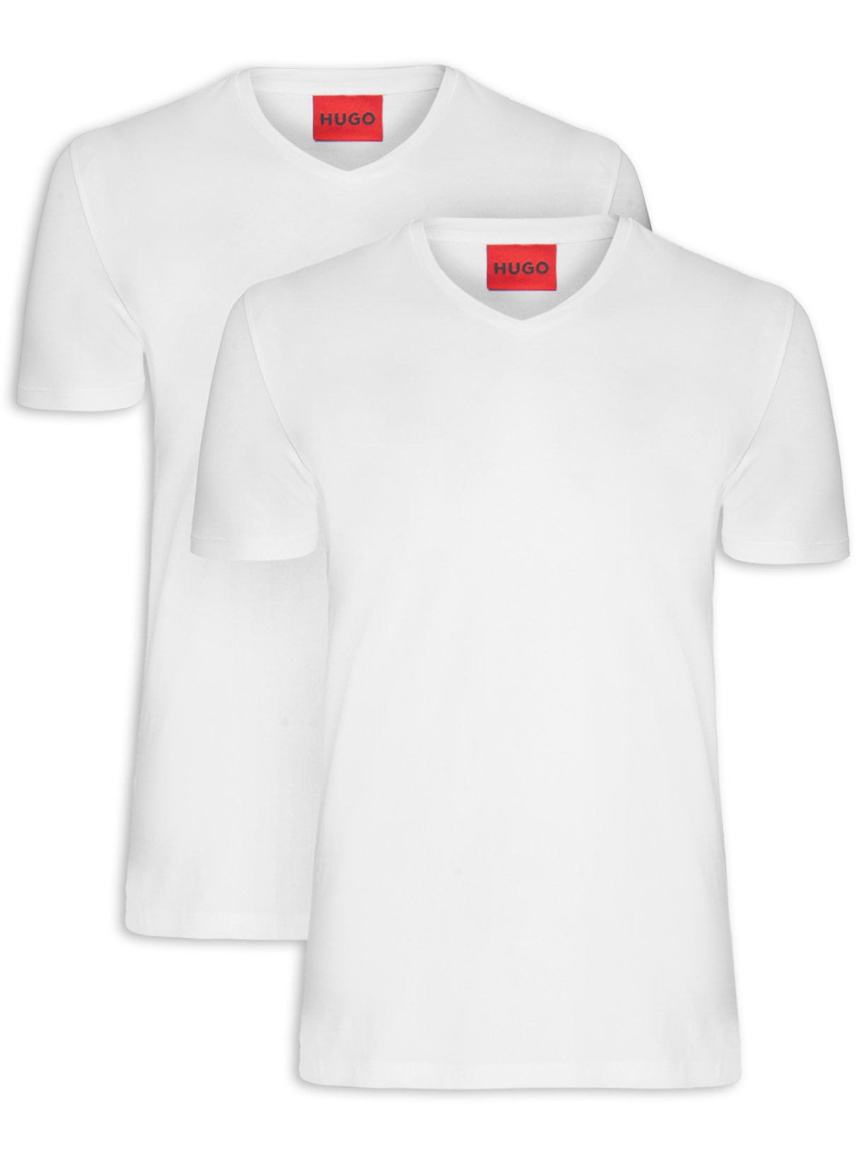 Kit 2 Camisetas Masculinas Gola V - Branco