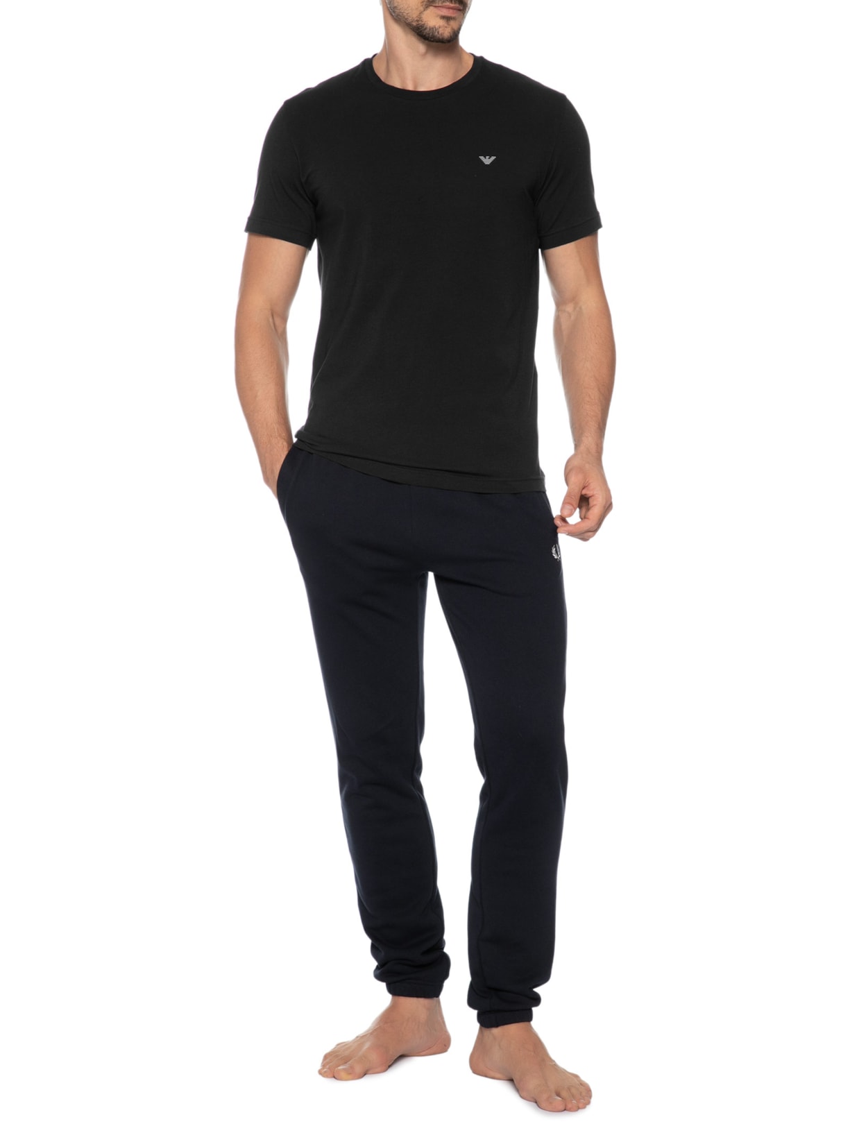 Kit 2 Camisetas Masculinas Pack Top 2 Peças Branco Emporio Armani Bodywear