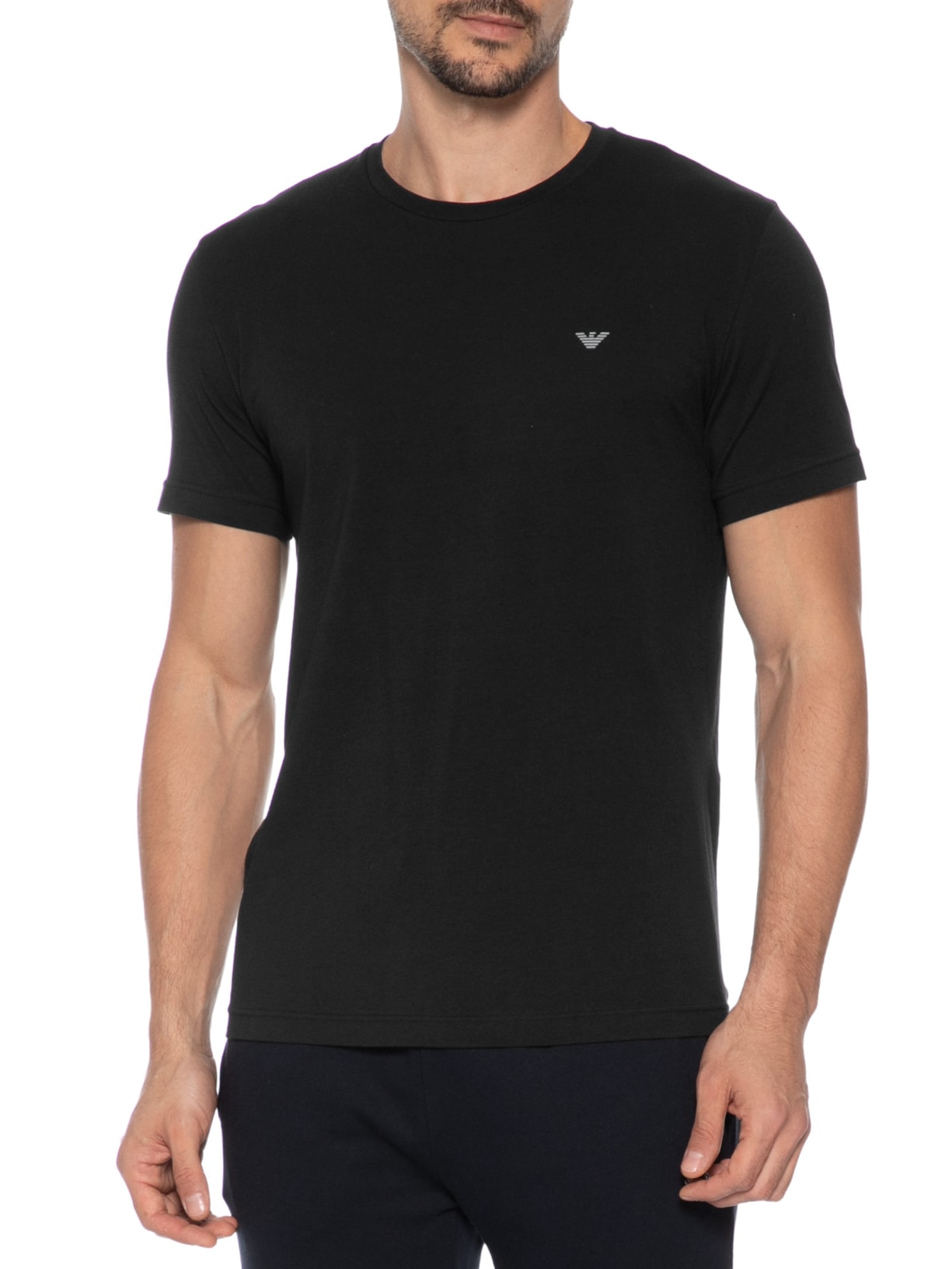 Kit 2 Camisetas Masculinas Pack Top 2 Peças Branco Emporio Armani Bodywear