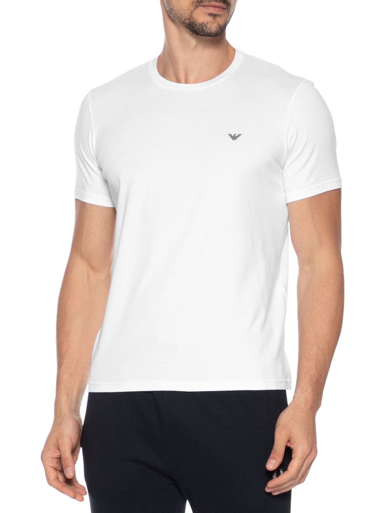 Kit 2 Camisetas Masculinas Pack Top 2 Peças Branco Emporio Armani Bodywear