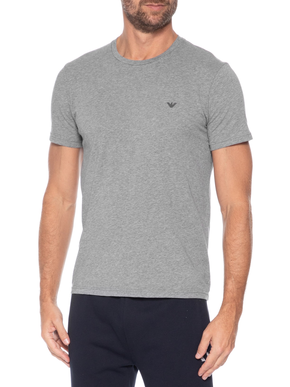 Kit 2 Camisetas Masculinas Pack Top 2 Peças Cinza Emporio Armani Bodywear