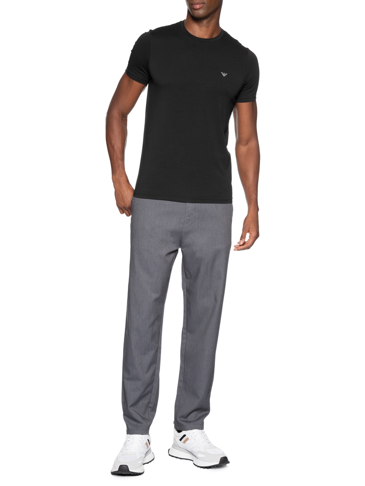 Kit 2 Camisetas Masculinas Pack Top 2 Peças Preto Emporio Armani Bodywear