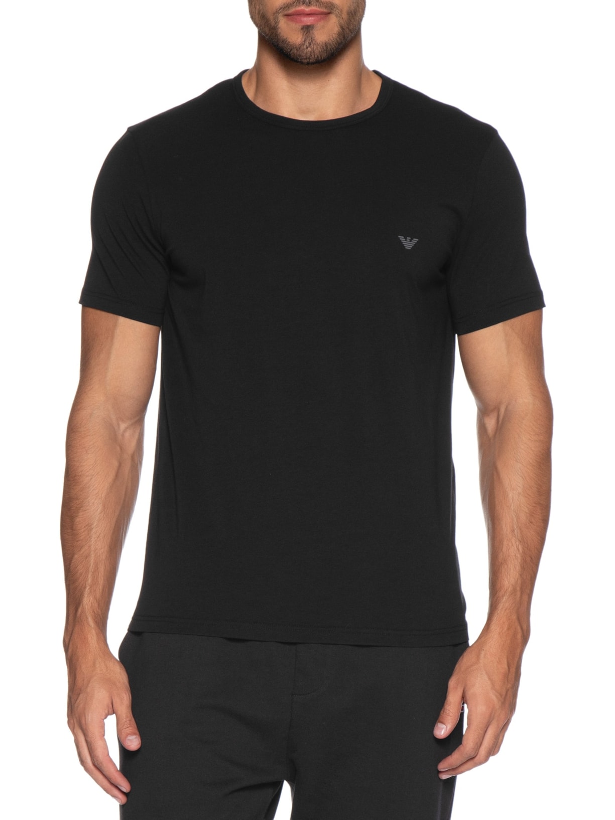 Kit 2 Camisetas Masculinas Pack Top Preto Emporio Armani Bodywear